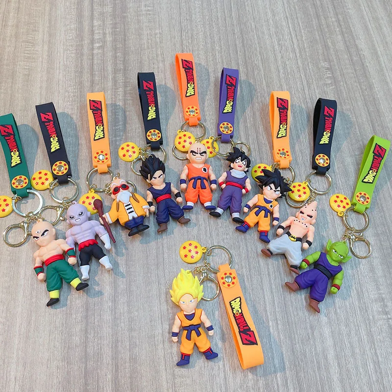 Porte-clés Dragon Ball Anime, bijoux à la mode, figurines d'action Son Goku végéta Piccolo, 8CM, en PVC, pour hommes et femmes, pendentif de sac