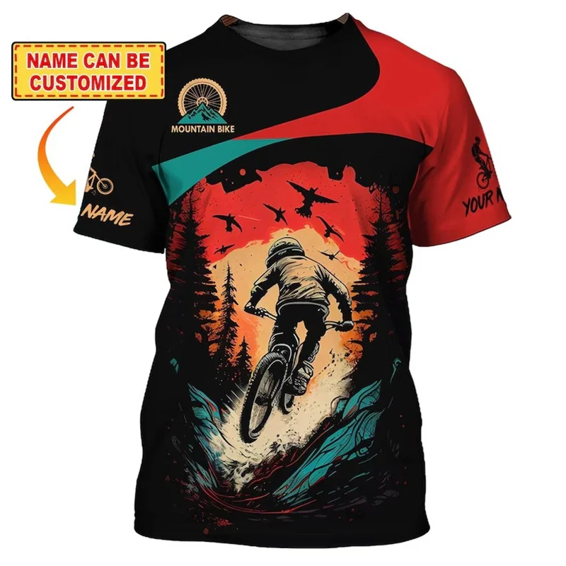 AliExpress MTB Custom Name T-shirt Men Women DIY Personality Design Short Sleeve T Shirts Mountain Bike Hobby Cool Pattern 3D Print Tee