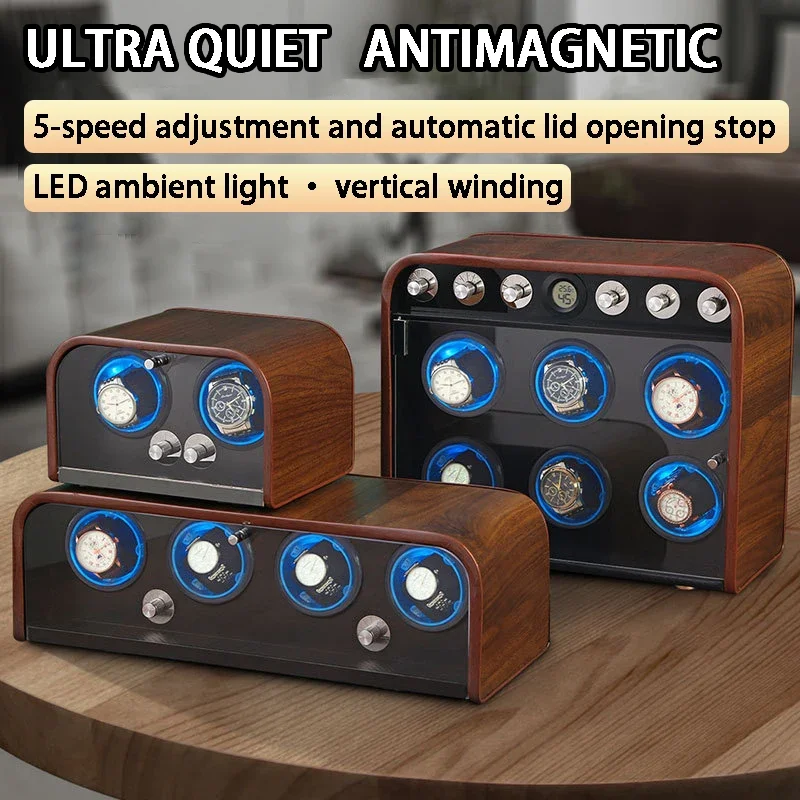 

90 ° Вертикальные заводные устройства для часов Вращающееся автоматическое устройство для намотки часов Механическое устройство для намотки наручных часов со светодиодной подсветкой