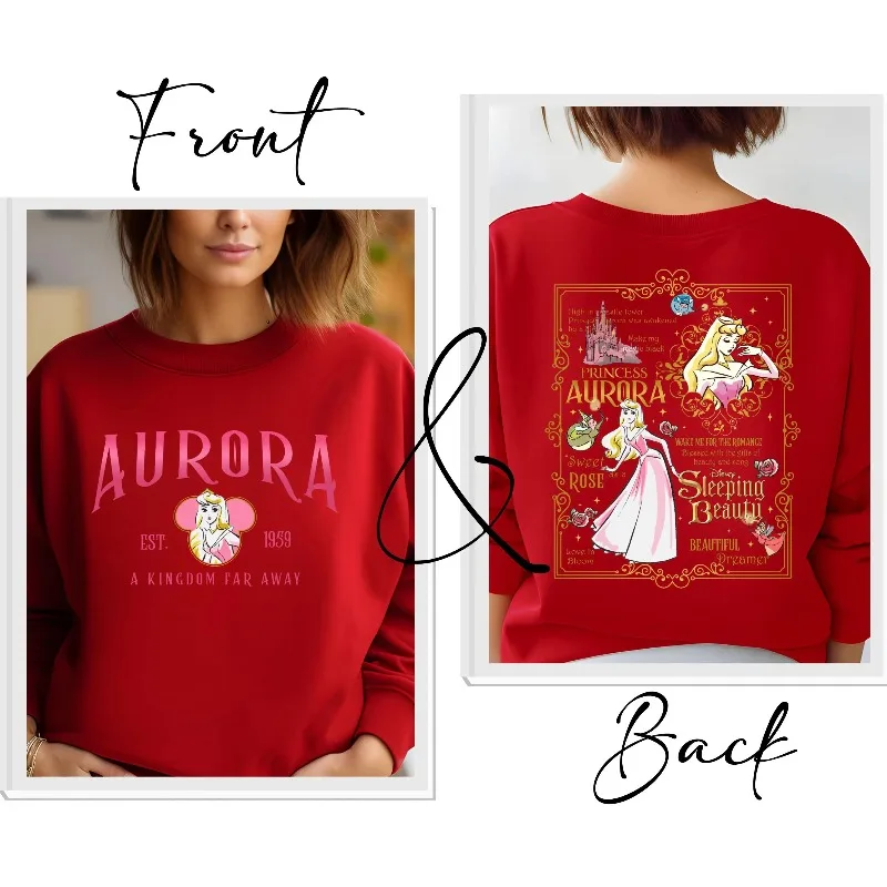 2025 秋冬新作ディズニーレトロオーロラプリンセスパーカー男性と女性向けカジュアルでファッショナブルなストリートウェア