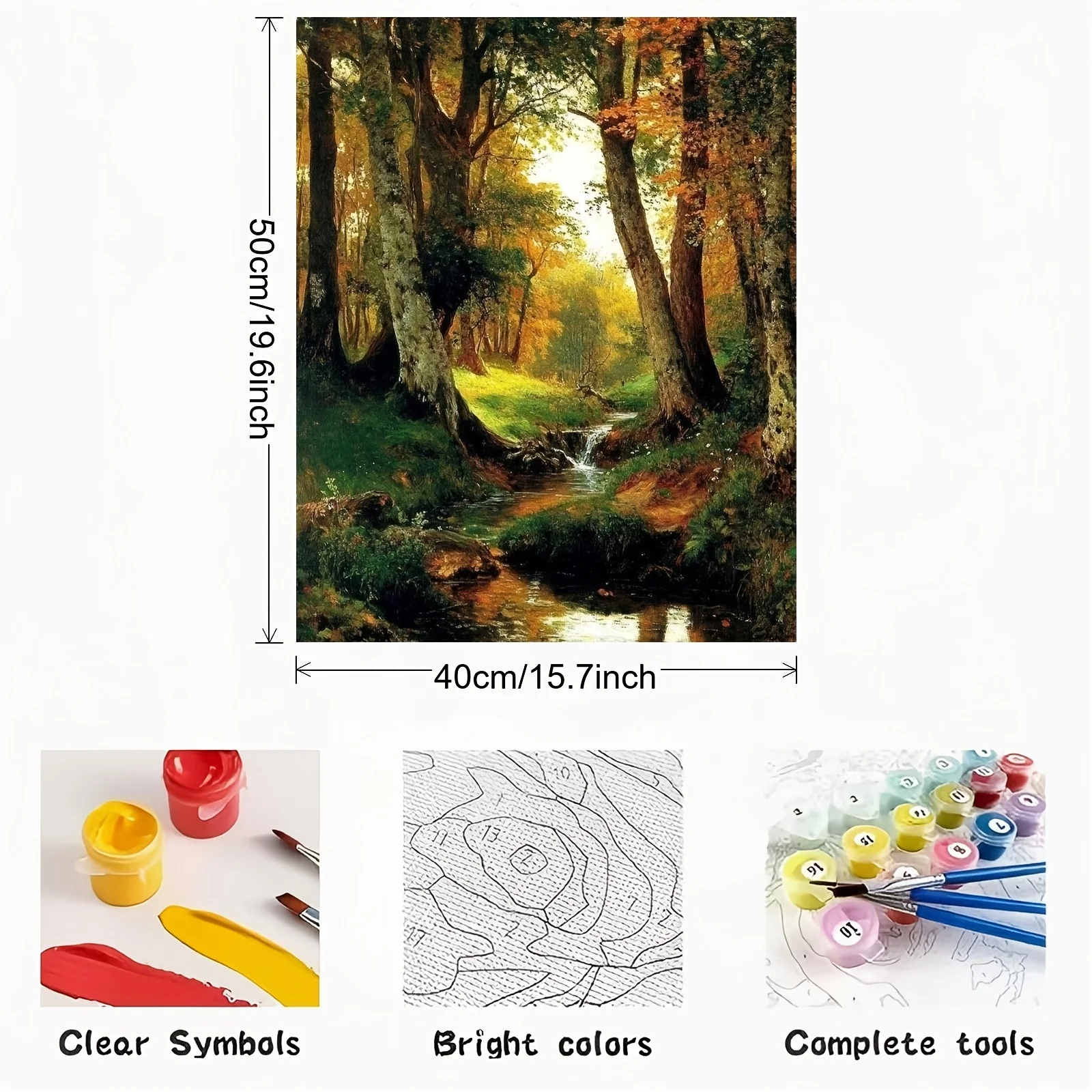 [2D Flat Frameless][Professional Art Use] 1 Set Beginner's DIY Acrylic Paint by Numbers Kit, Includes Acrylic Paints, Canvas, 3