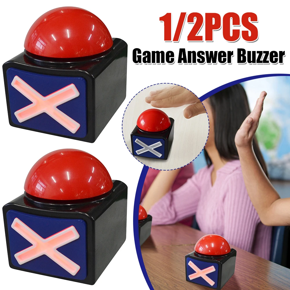 Roter Alarm-Soundknopf mit Ton und Licht, Trivia-Quiz-Talent-Buzzer, kabelloser Buzzer für Wettbewerbe/Spiele/Partys