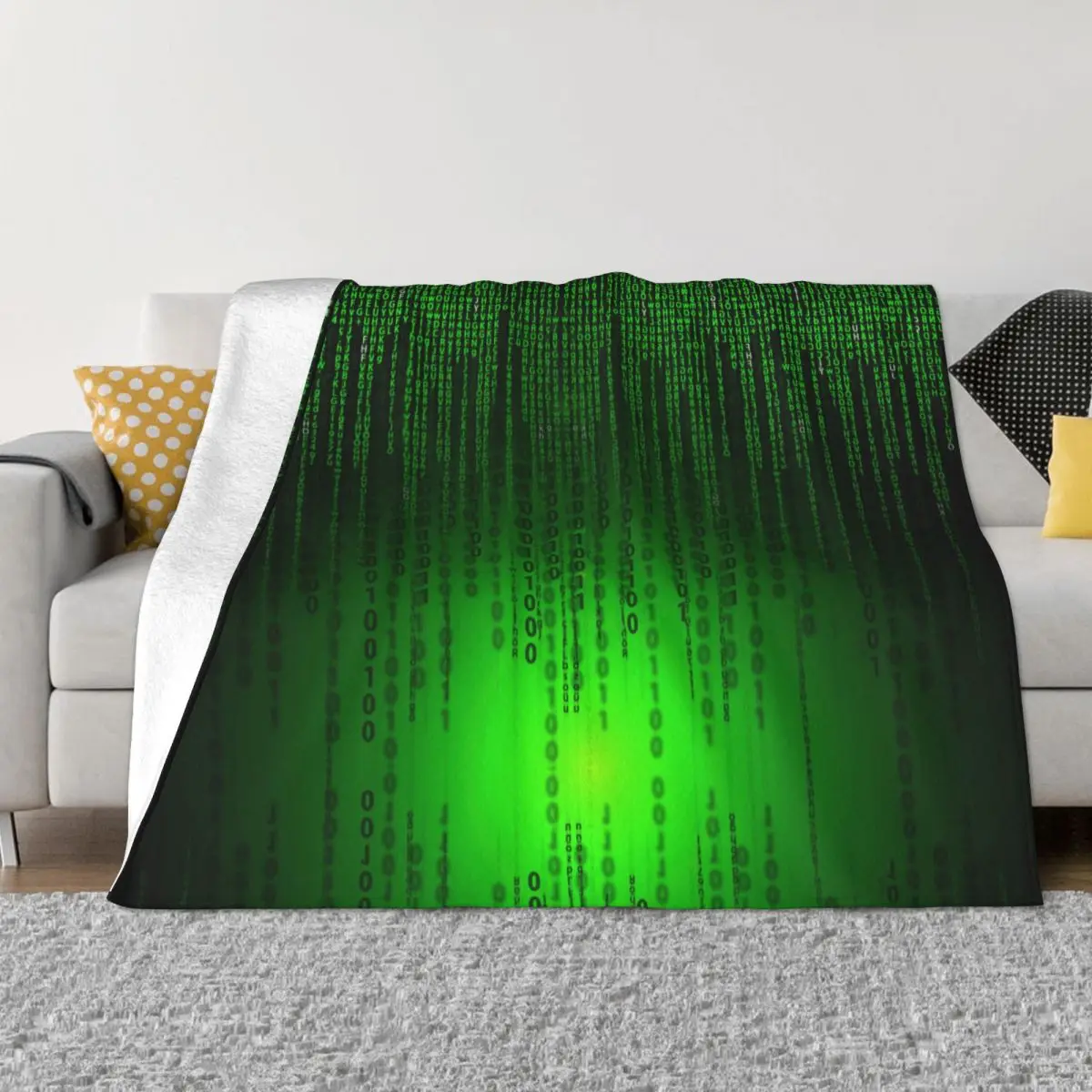 The Matrix Blanket Flannel Green Code Cozy Soft FLeece Bedspread