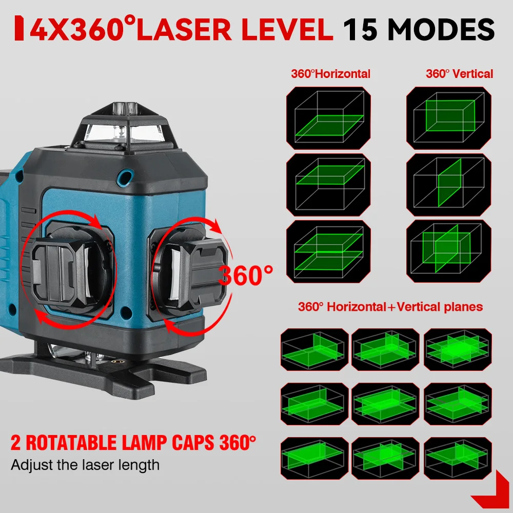 ONEVAN Cordless 16 Lines 4D Laser Level Self-Leveling 360 Horizontal And Vertical Cross Super Powerful Green Laser Level