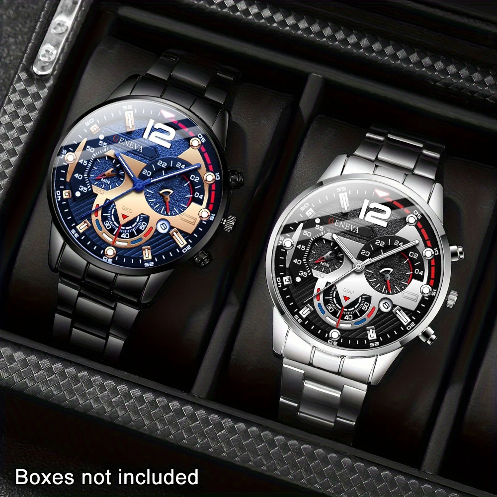 Men's Luxury 2-Piece Watch Gift Set | Stylish Quartz Watch & Accessories for Everyday Elegance