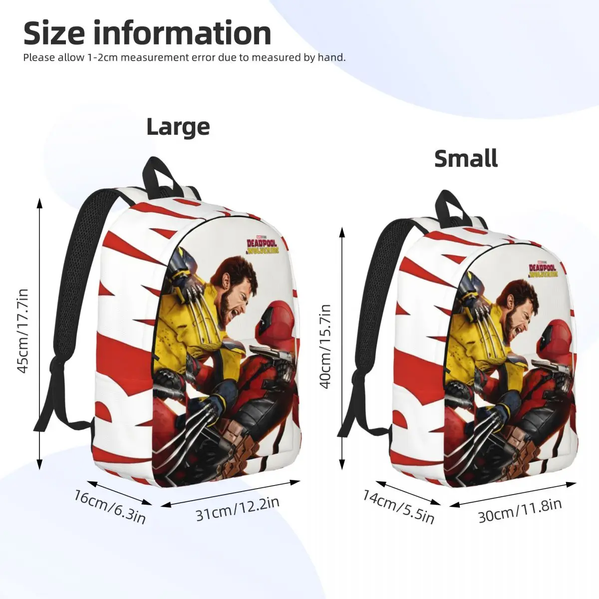 Back To School Gift Deadpool & Wolverine Retro Washable College Bag Disney Marvel Deadpool & Wolverine Film Rucksack Travel