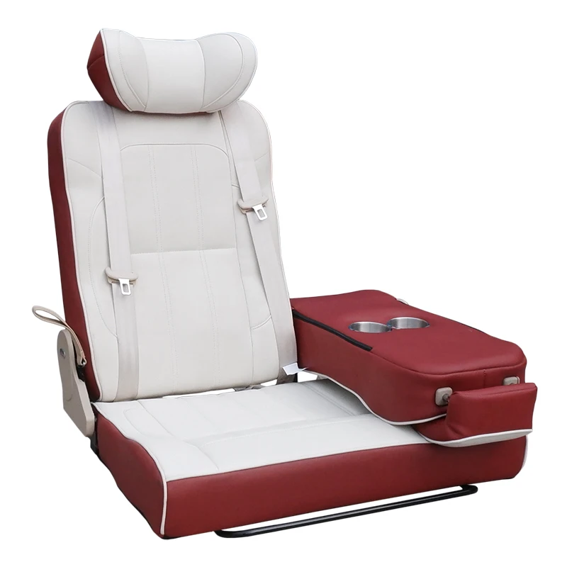 

Autoliuma Universal PU Leather Comfortable Foldaway Bench Seat for Vans Passenger Front Seating 3-Point Seatbelts Cup Holders