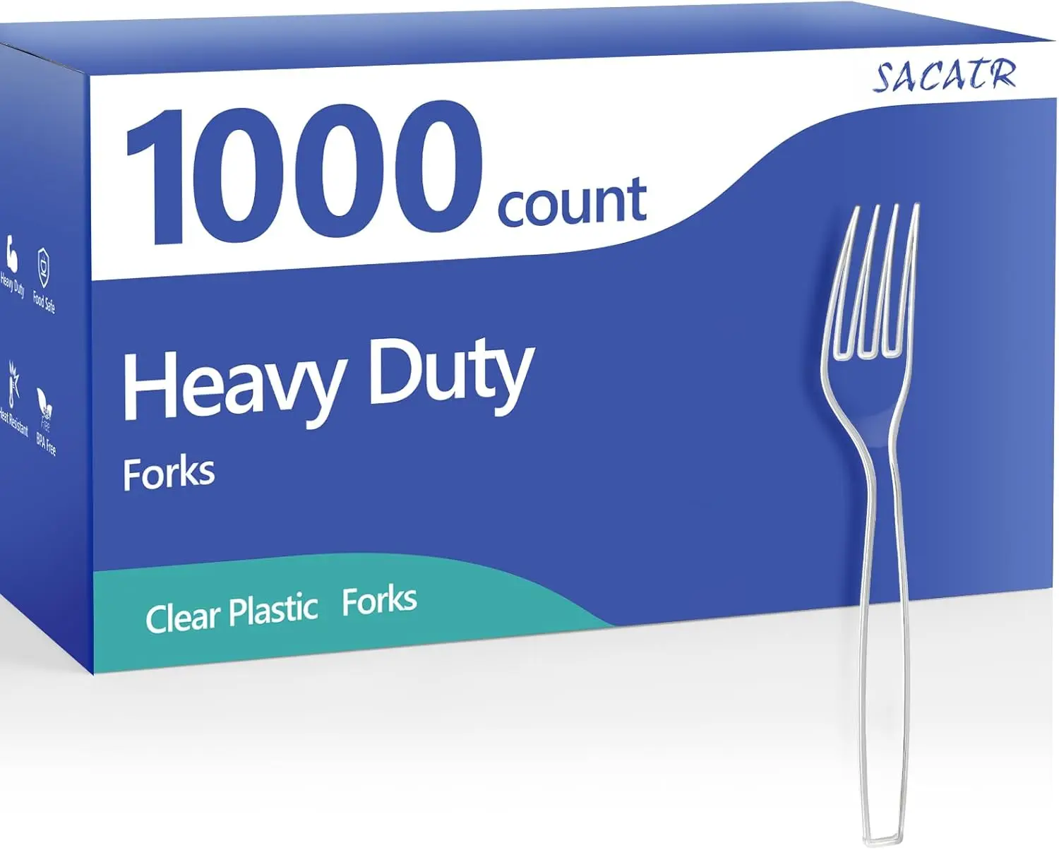 

1000 Count Plastic Forks Heavy Duty, Plastic Silverware Clear Forks, Premium Disposable Forks Bulk, BPA-Free, Heat Resist