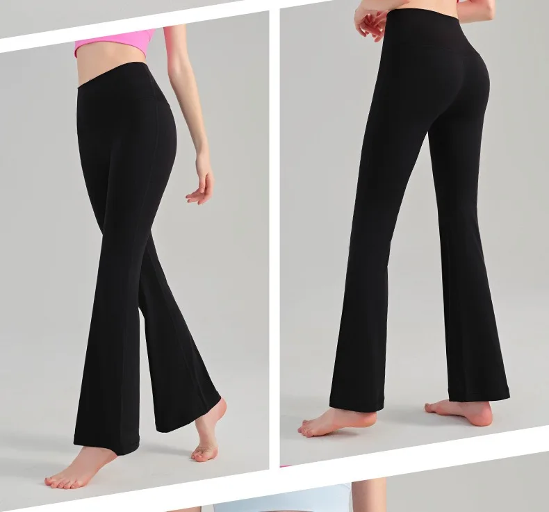 Hochwertige, ausgestellte Yogahosen für Damen, hochtaillierte, eng anliegende Sport- und Pilates-Hosen, die die Hüften betonen, Fitnesshosen, Yogahosen mit weitem Bein, Sportleggings. – Detail 4