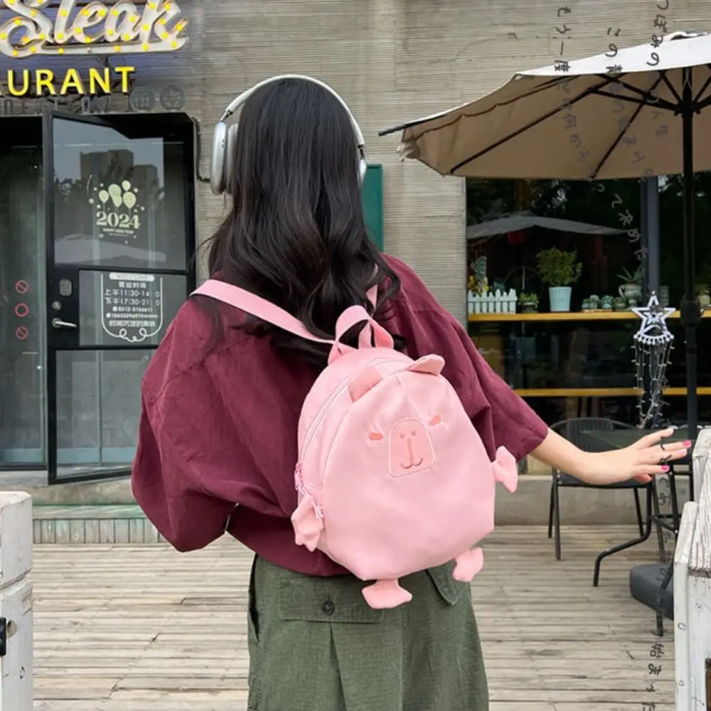 Mochila de nylon impermeável dos desenhos animados para crianças e meninas, mochila escolar de grande capacidade, cápsula rosa