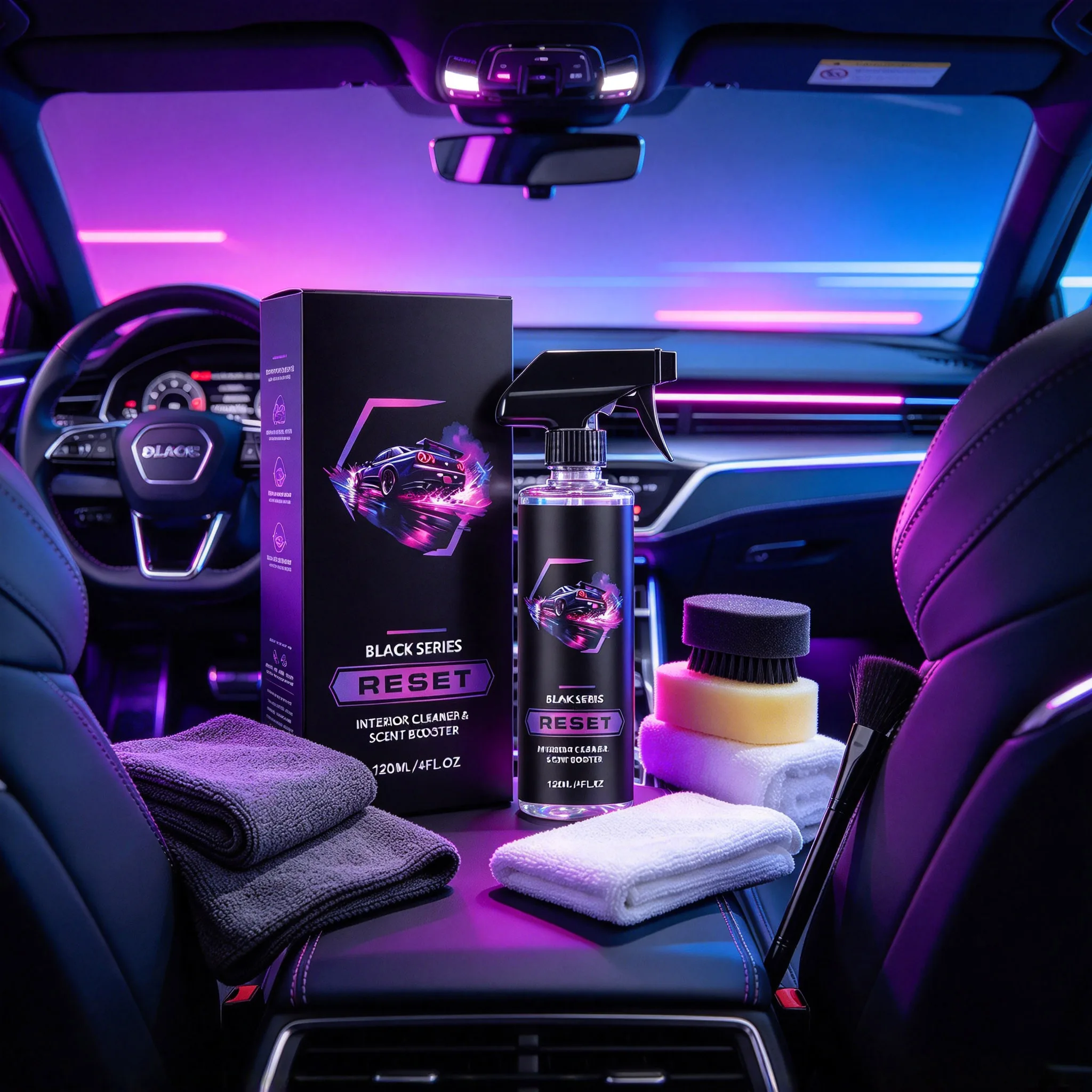 Car Interior Cleaner Spray Wipe Away Light Grease Dust Remove Unpleasant Odors Auto Surface Scent Booster Dashboard Leather Care