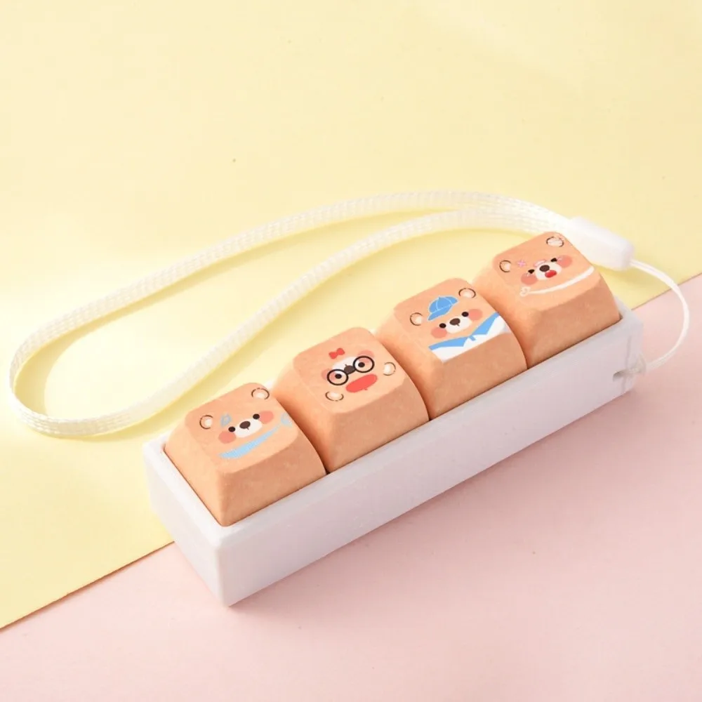Cartoon 4-Tasten-Tastatur-Schlüsselanhänger mit Drucktasten, Fidget-Clicker-Schlüsselanhänger, Kreativer Mini-Fingerspitzen-Knopf-Schlüsselring – Detail 7