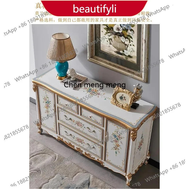 

Роскошный полукруглый шкаф для прихожей M53 Court в стиле ретро, ручной росписи, из массива дерева, в европейском стиле, для коридора, вдохновленный французскими виллами.