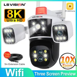 LS cigActiv- Caméra de surveillance extérieure PTZ IP WiFi HD étanche, dispositif de sécurité sans fil, avec suivi humain et vision nocturne, 3 écrans