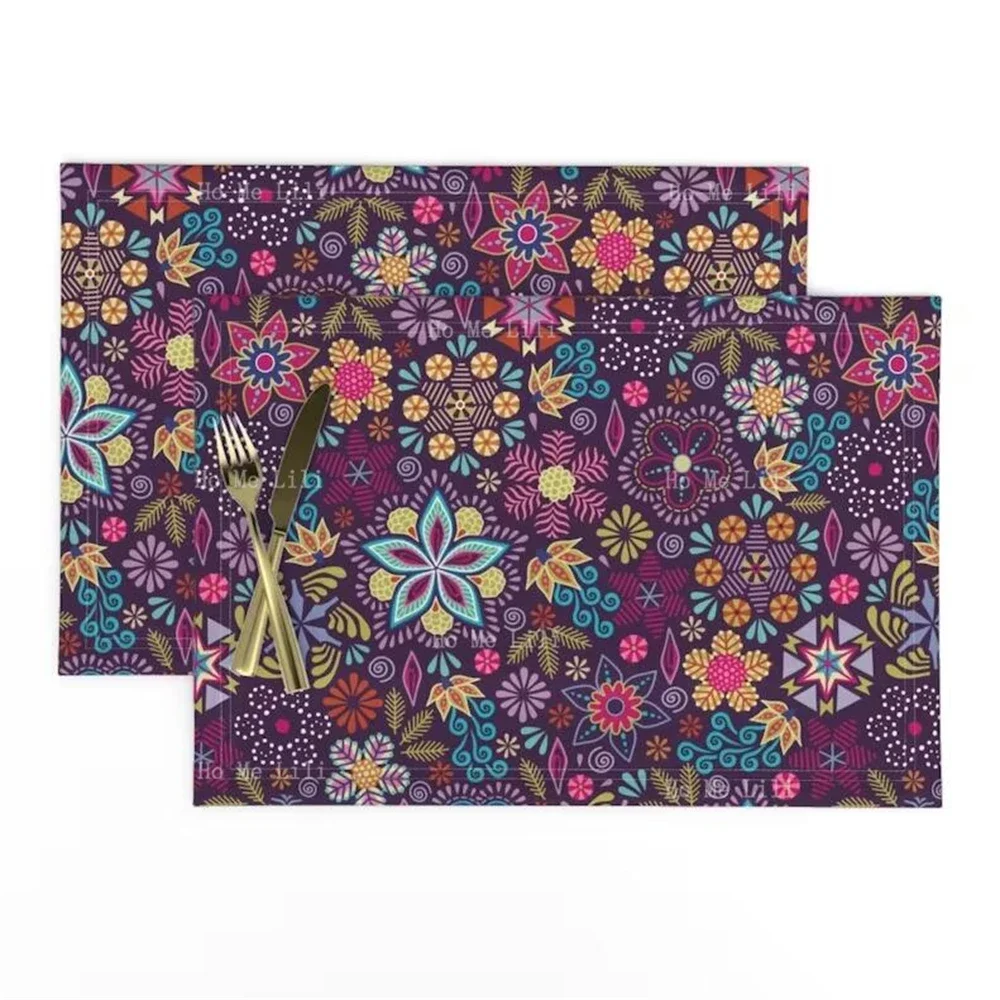 Strawberry Thief Floral Bird Berry Pink Retro Into The Mystic Floral Bloom Romantic Violet Mandalas Placemats