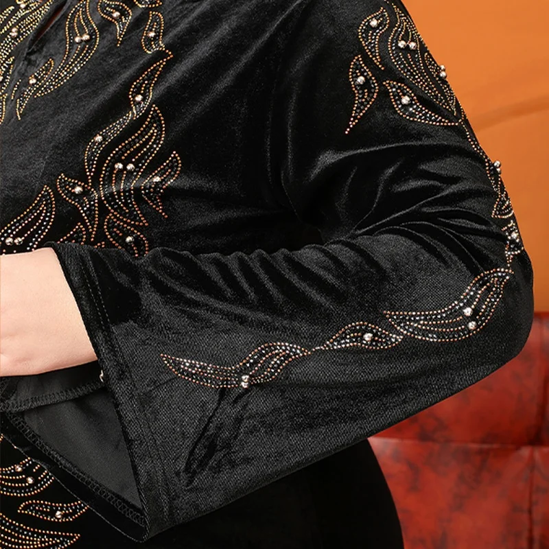 Velvet Long Dr Women's Slim Fit Gown Dubai Water Diamond Swan Velvet Dr Faionable Stage Costume Autumn 2024