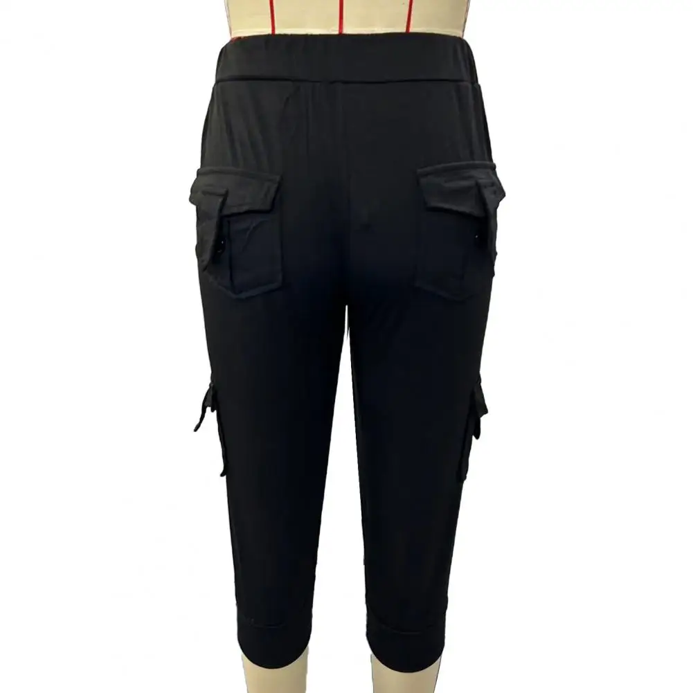 Pantalones cortos con cordón para mujer, mallas deportivas con múltiples bolsillos, levantamiento de glúteos, ajustados, Fitness