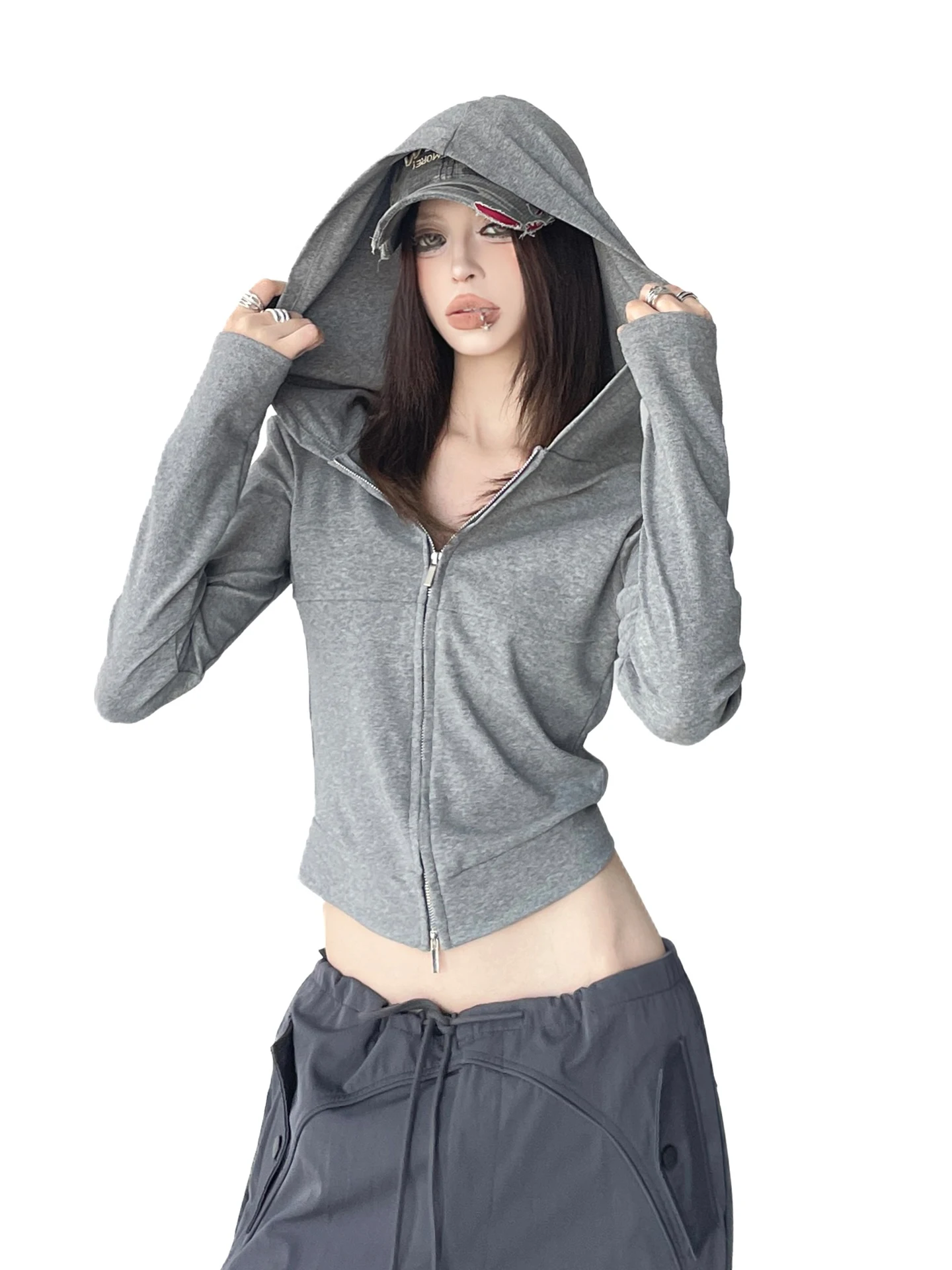 

Женская тонкая толстовка-кардиган Slim Fit, весна 2025, уникальный дизайн, повседневная, удобная, из смесового хлопка, длинная...