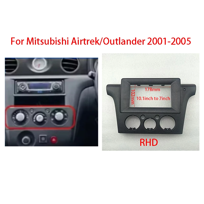 For Mitsubishi Airtrek/Outlander 2001-2005 RHD 7/9/10inch Car Multimedia Radio Frame Fascia Panel Dashboard Mounting Bracket