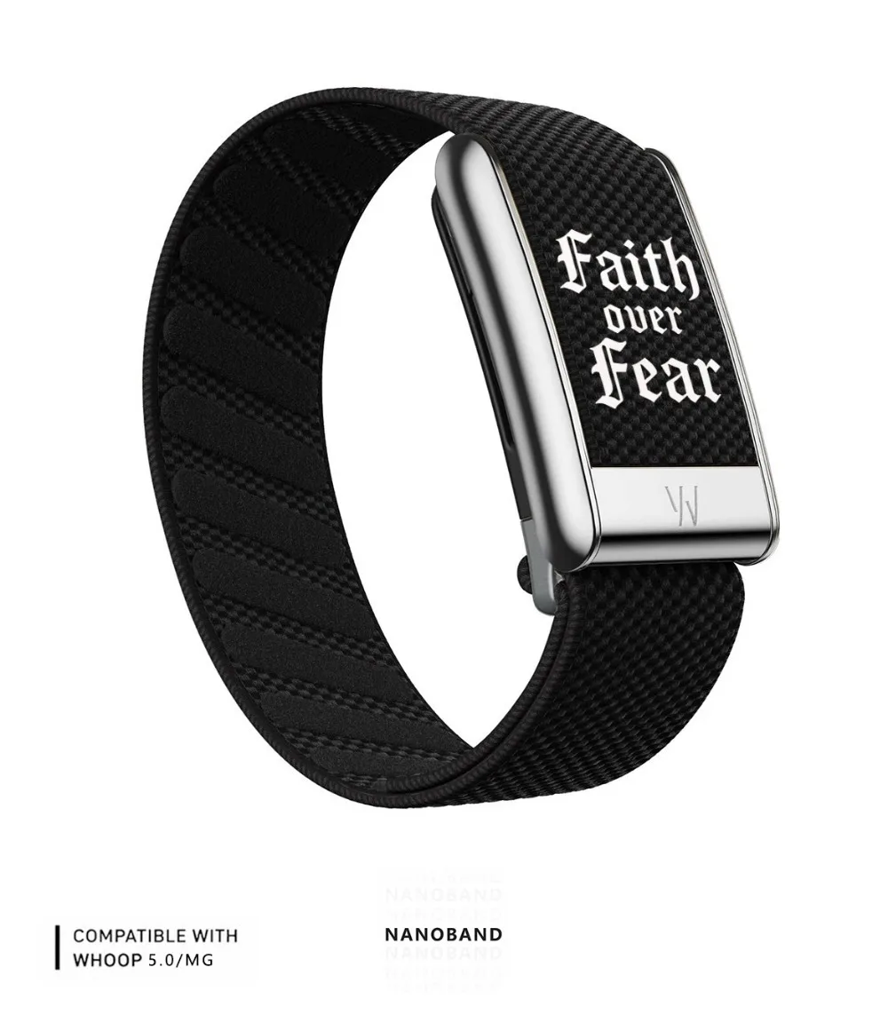 WHOOP 5.0 MG Nylon Strap Black Typography Crown Clock Pattern Replacement Wristband Breathable Sport Fitness Band