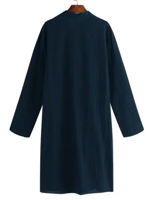 LIBIELIY Abaya Camicie da uomo Abito a maniche lunghe Chemise islamico Elegante caftano Abito uomo pakistano Abiti indiani Abbigliamento musulmano Eid