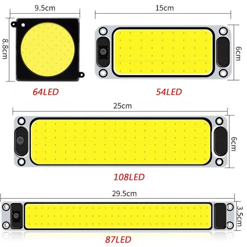 12V-24V Universal Car Interior Readling Lamp COB 108SMD LED Panel Dome Light High Brightness Bulb Truck Waterproof Lamp