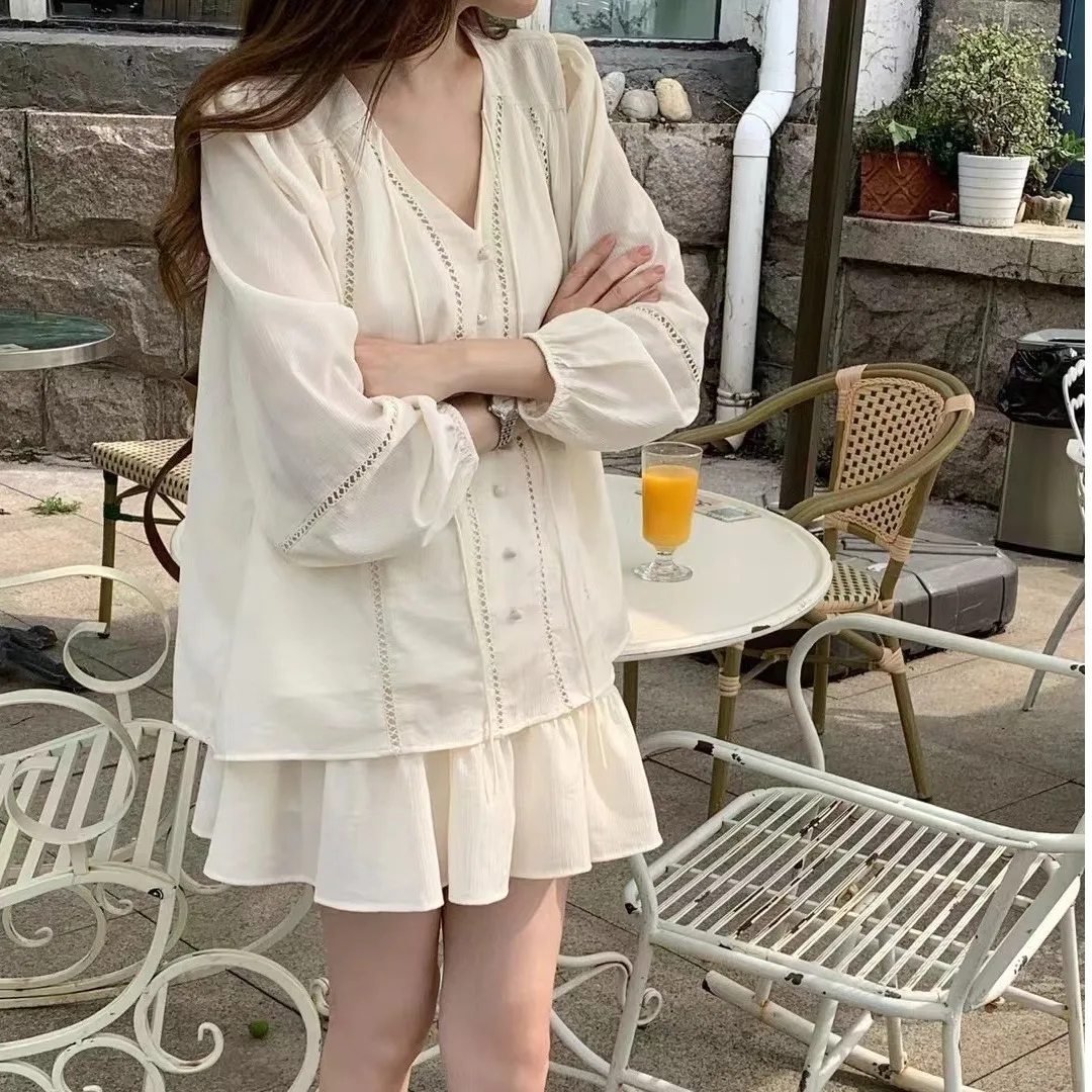 Sweet  Style High Waist  Skirt Set with Shirt Spring Summer New Arrival Korean Version Fashionable Young Looking