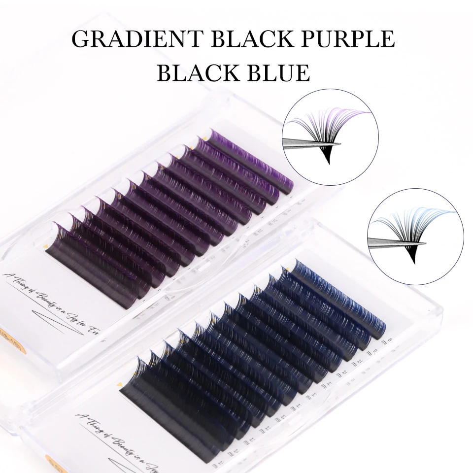 

AGUUD Ombre Color Eyelash Extension Individual Faux Mink Black Gradient Blue Purple Colored False Eyelash Fluffy Makeup Cilios