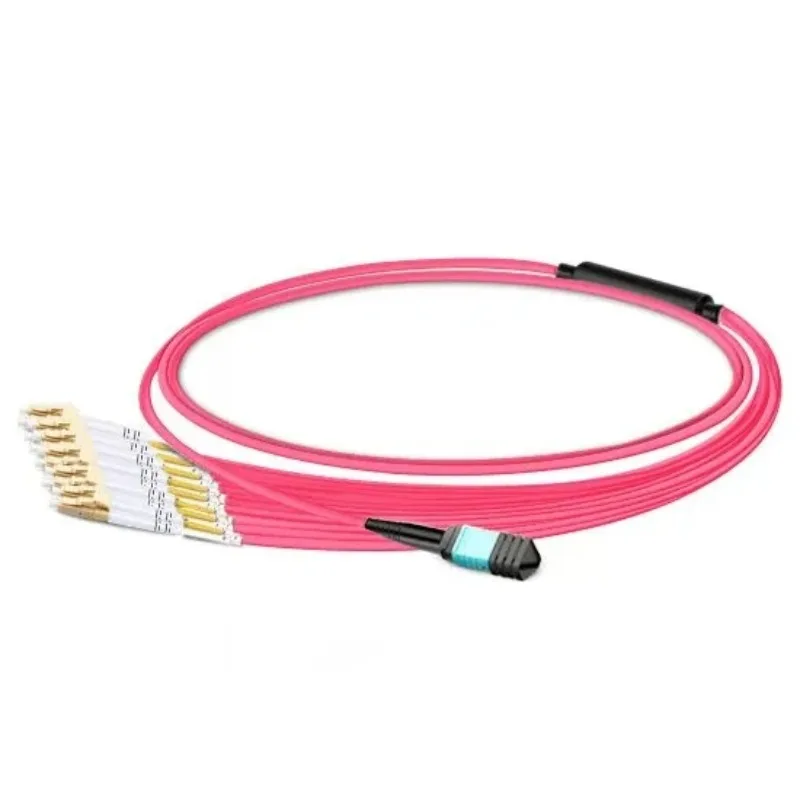 Многомодовый оптический кабель OM4 50/125 с разъемами MPO UPC (женский) и 6 LC UPC для сетей центров обработки данных 40G 100G.