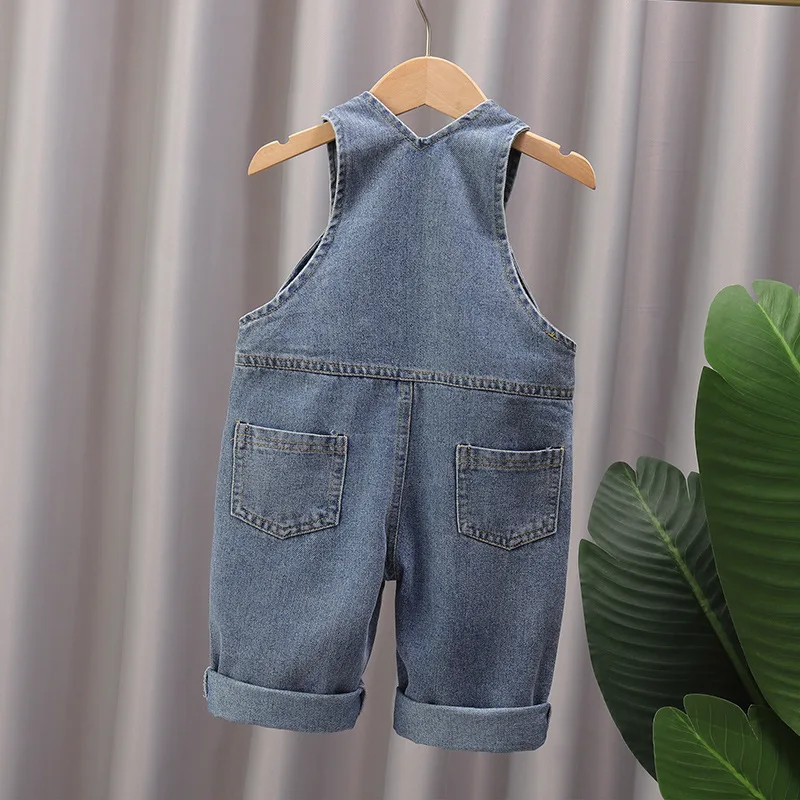 2024 Fashion Spring Autumn Kids Jumpsuit Boys Girls Cartoon Denim Bib Pants Children Trousers Fashion Toddler Casual 0-5Y