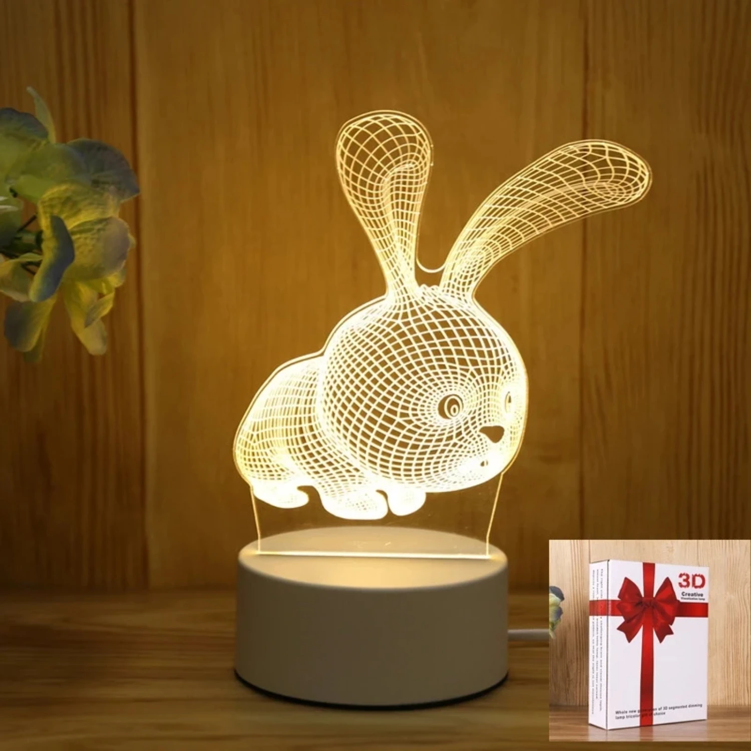 Lindo 3D romântico acrílico LED lâmpada para crianças, bela luz noturna para crianças, presente perfeito para aniversário e dia dos namorados, novo