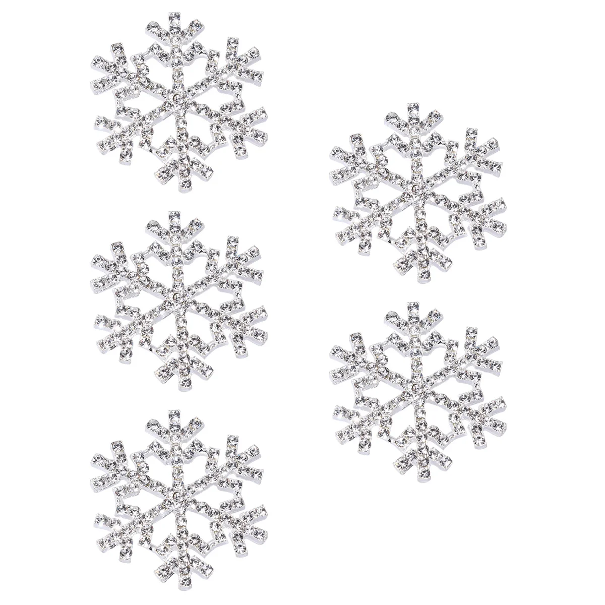 

5pcs Snowflake Shoe Decoration Silver Rhinestone Patch Diy Accessories For Women Flats Boots Sandals Clips Buckles Jewelry Craft