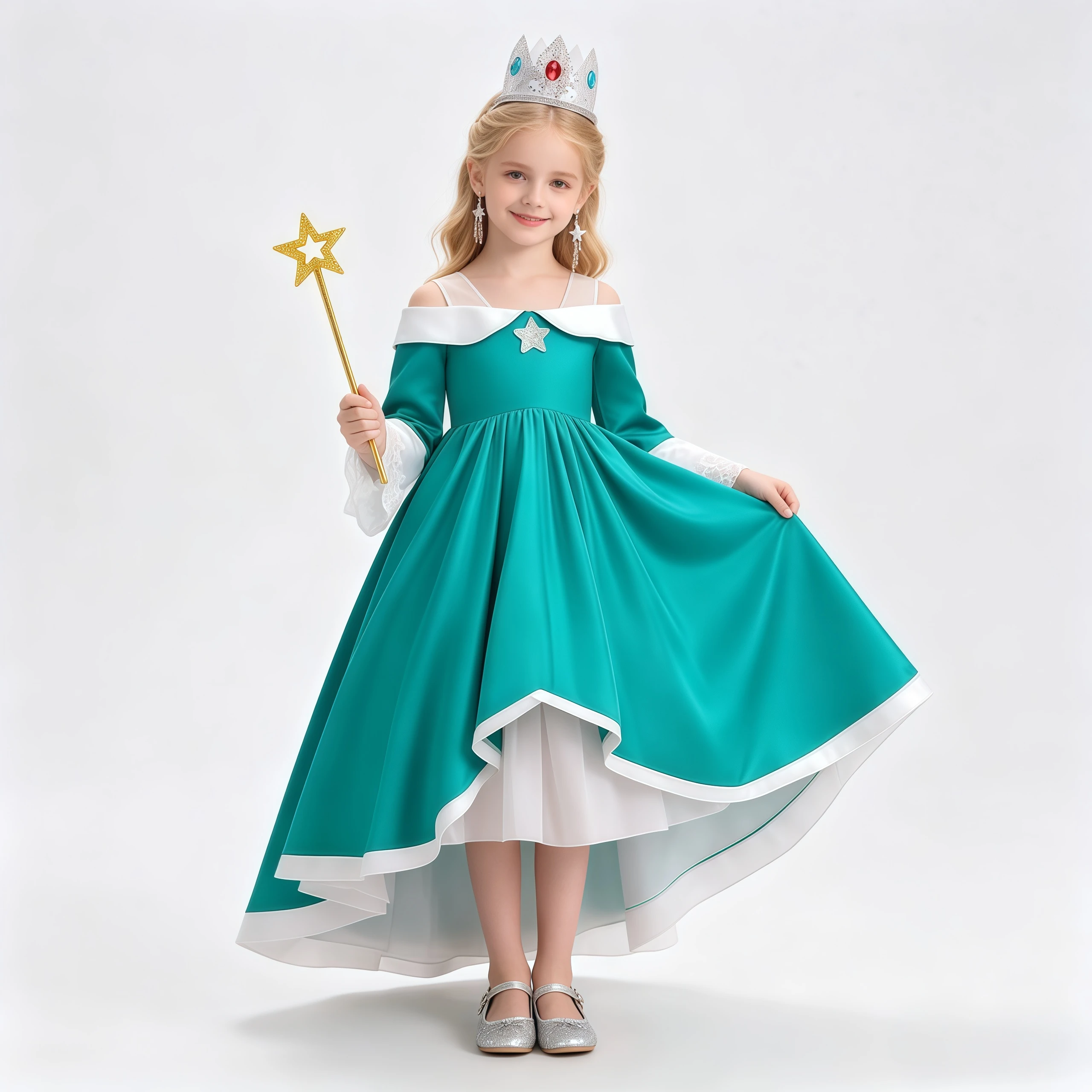 Girls Anime Rosalina Peach Princess Dress For Kids Halloween Disguise Cosplay Birthday Party Vestidos Halloween Carnival Costume