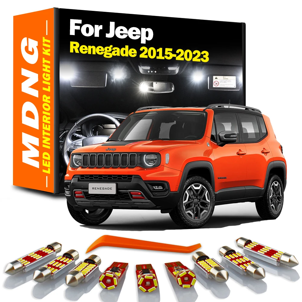 MDNG 12 sztuk żarówek LED Zestaw oświetlenia wnętrza mapy do Jeep Renegade 2015 2016 2017 2018 2019 2020 2021 2022 2023 Akcesoria samochodowe