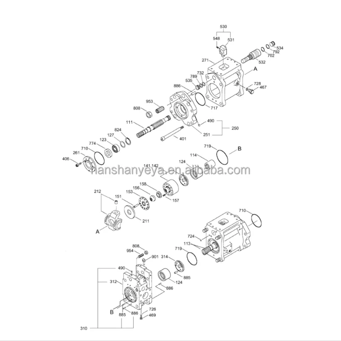 Wholesale  Doosan Daewoo DH130 DH150 k3v63 k3v63dt k3v63dt-hnov 2401-9236B excavator parts hydraulic main pump