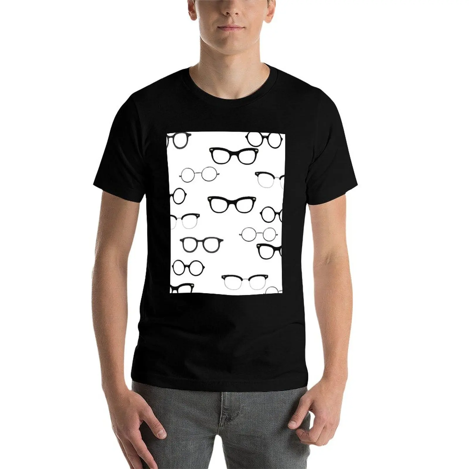 Graphic art glasses image T-Shirt No Iron Casual Short Sleeve Top view 3