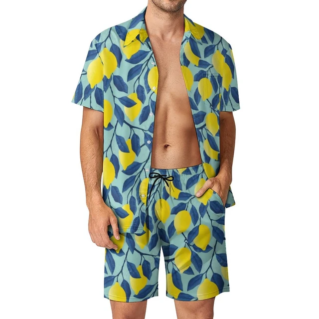 Lemon Men Sets Funny Food Citrus Fruit Casual Shirt Set Fashion Beach Shorts Summer Pattern Suit Two piece Clothing Large Size AliExpress