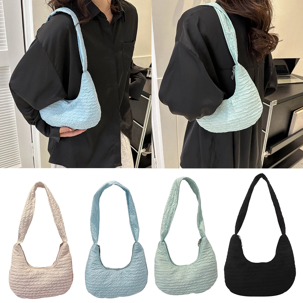 Korean Casual Pleated Shoulder Underarm Bag Women\'s Fashion Handbags Casual Purses And Handbag Soft Sweet Ladies Hand Bags New