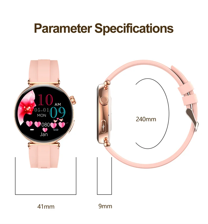 Damen-Smartwatch mit 1,32-Zoll-AMOLED-Bildschirm, Anruffunktion, EKG, Sportuhr, Blutdruckmessung, Mikro-Physikalische Untersuchung, KI-Zifferblatt, Damen-Smartwatch – Detail 32