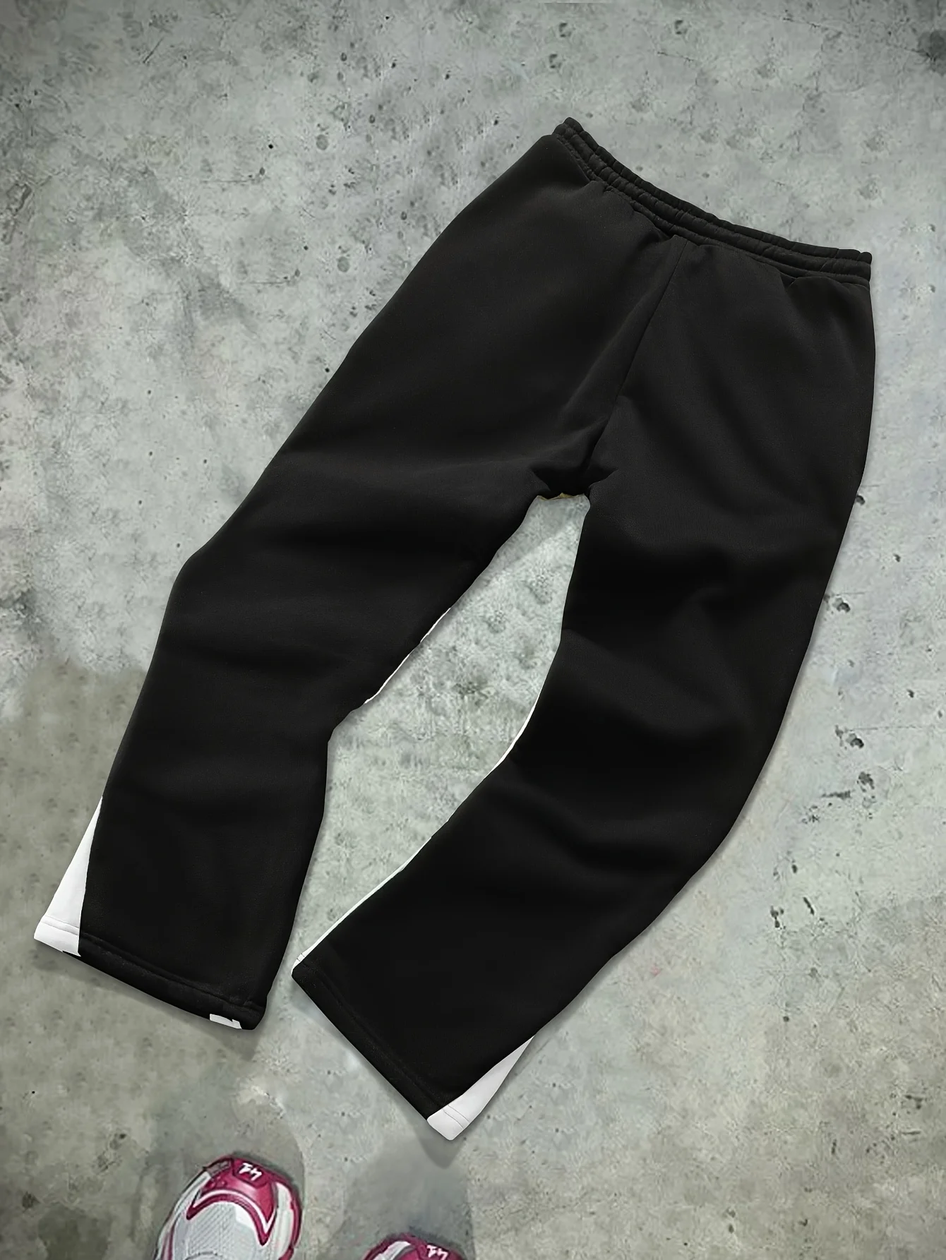 Men's Trendy American Street - style Black - White Color - Block Long Trousers with LA Letter Print & Micro - Flared Design