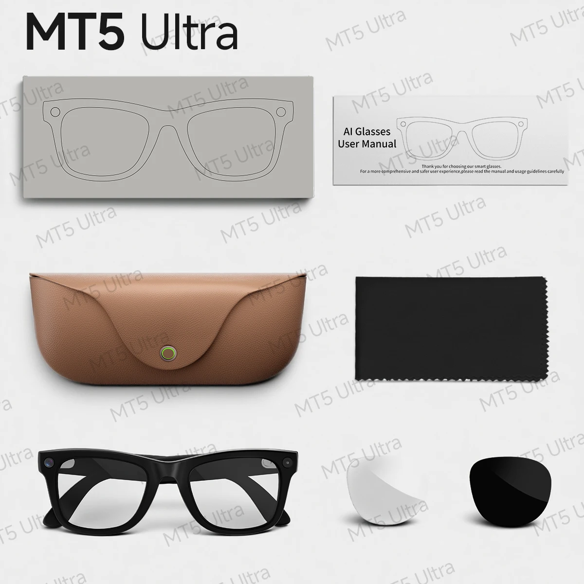 MT5 Ultra 8MP Camera Bluetrum BT8961C5 IP65 Waterproof WiFi Photo Transfer Smart Glasses with Standard Two Lenses Real-time