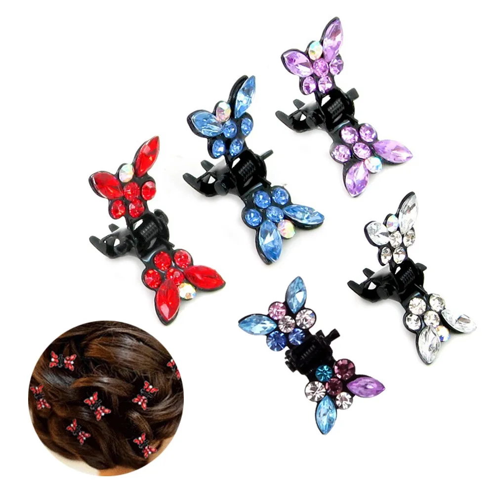 

20Pcs Mini Crystal Rhinestone Butterfly Bow Hair Clips Knot Design for Hair Accessories Hairbangs Pin Shiny