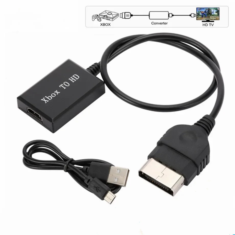 For XBox to HD-compatible Video Converter Adapter HD 1080P/720P With USB Power Cable For Models Of Original Consoles