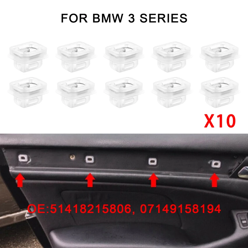 

10X Door Trim Panel Molding Clips Fastener For BMW 3 Series E46 E90 E91 E92 E93 X5 E53 320i 323i 325i 328i 330i M3