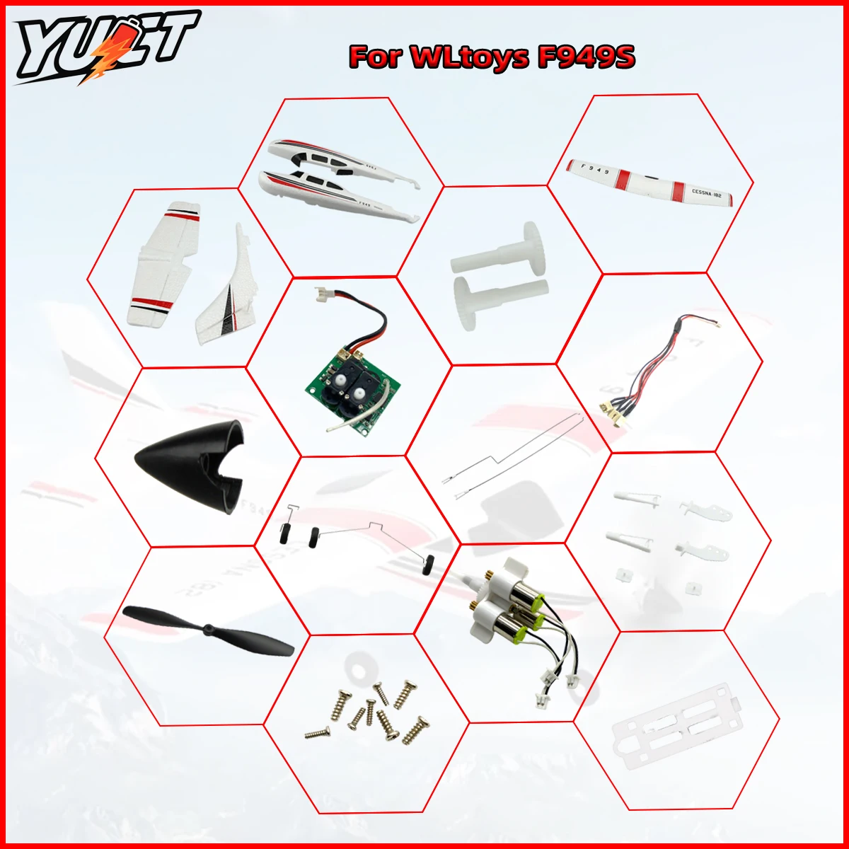 Wltoys XK F949S аксессуары для радиоуправляемых самолетов, комплект фюзеляжа двигателя, обновленный приемник, плата правого/левого крыла для деталей WLtoys F949