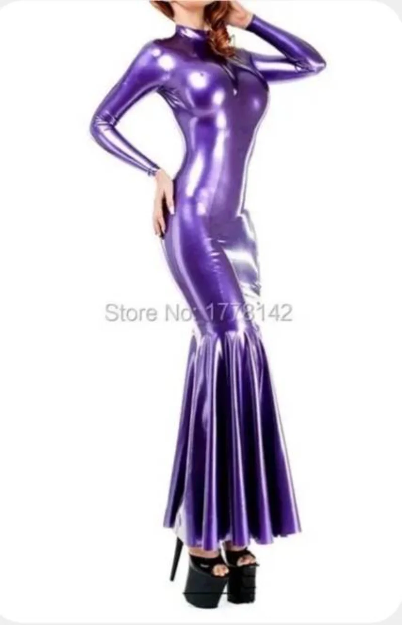 Rubber Long Sleeve Latex Dress 100% Handmade Evening Party Rubber Dress with Back Zip   Custom Made for Women