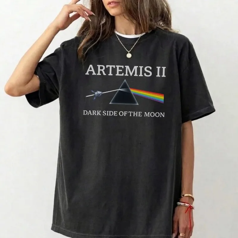 Camiseta de la misión Artemis II, camiseta Dark Side of Space, camiseta Future Moon Mission, camiseta unisex de algodón holgada y transpirable de verano