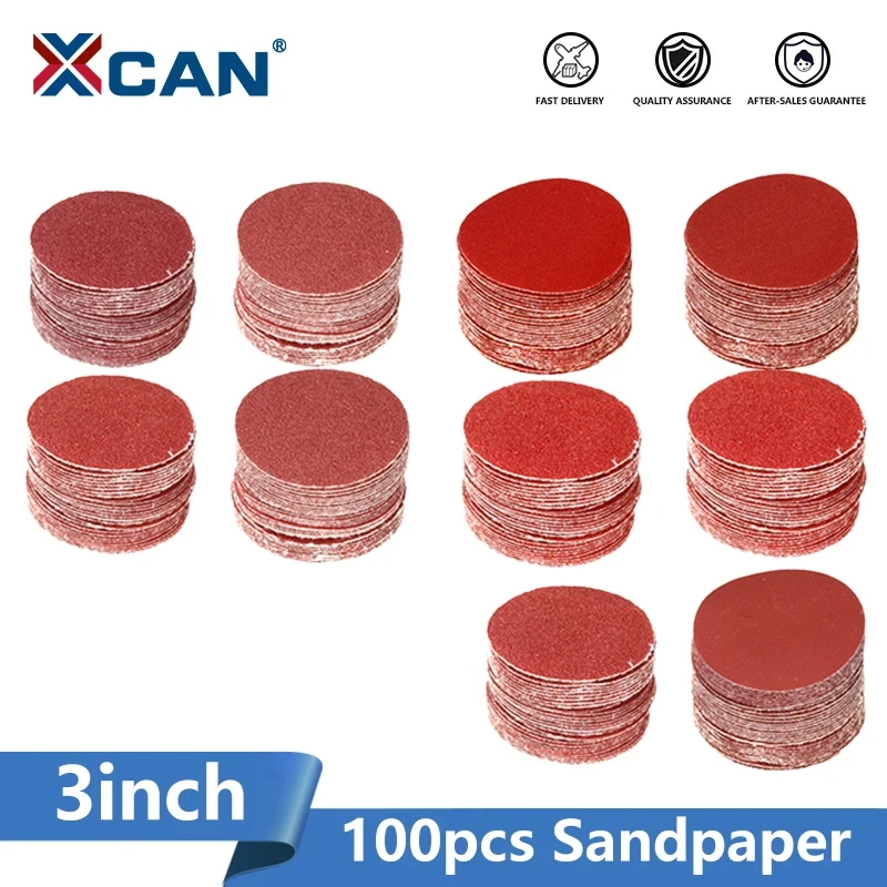 XCAN Schuurschijf 3 Inch Nat Droog Massaal Schuurschijven Pad Set 80-3000 Grit Schuurpapier Kit Schurende Polijstgereedschap