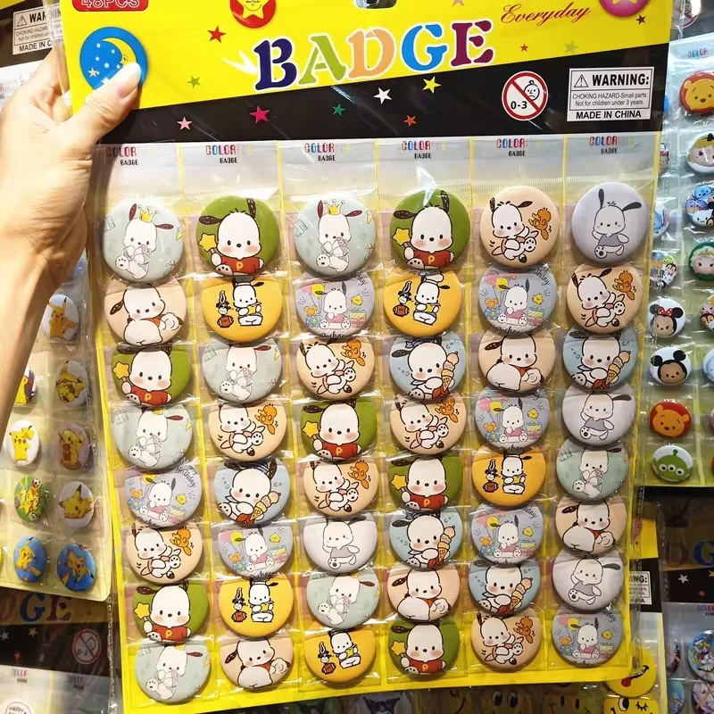 

48pcs Sanrio Brooch Kitty Anime Kawaii Cartoon Cute Girls Stationery 4.5cm Brooch Patch Pin Pendant Decorative Jewelry Gifts