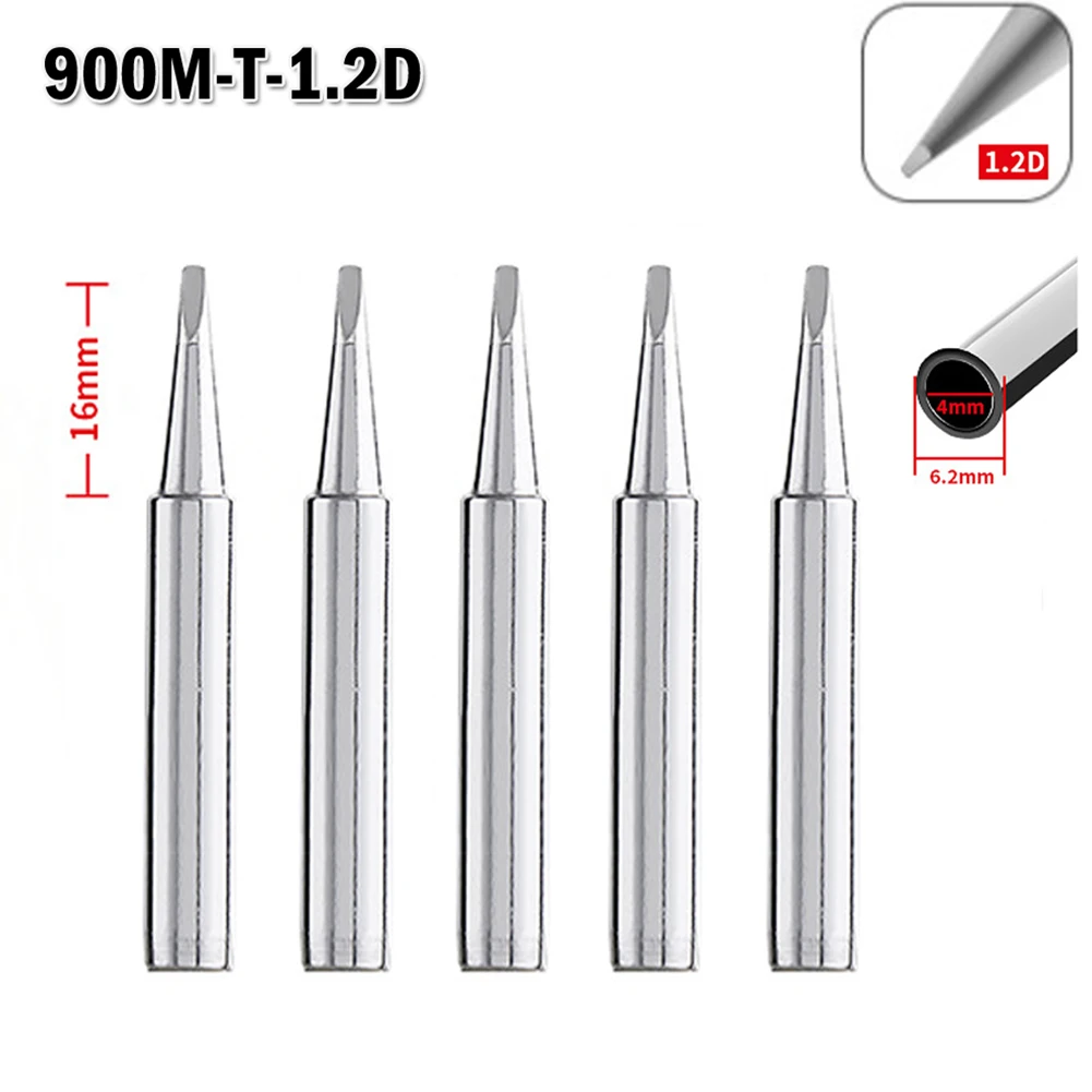 Welding Tool Soldering Iron Tips Zinc-coated 5Pcs 900M-T-1.2D Environmentally Oxygen-free 936 937 898 902 850 852